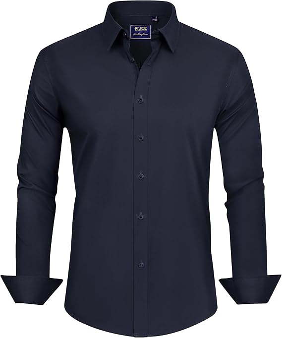 J.VER Men's Long Sleeve Dress Shirts Stain Shield Stretch Non Iron Business Casual Button Down Shirts