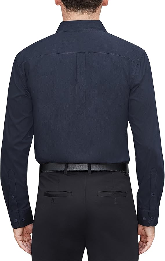 J.VER Men's Long Sleeve Dress Shirts Stain Shield Stretch Non Iron Business Casual Button Down Shirts